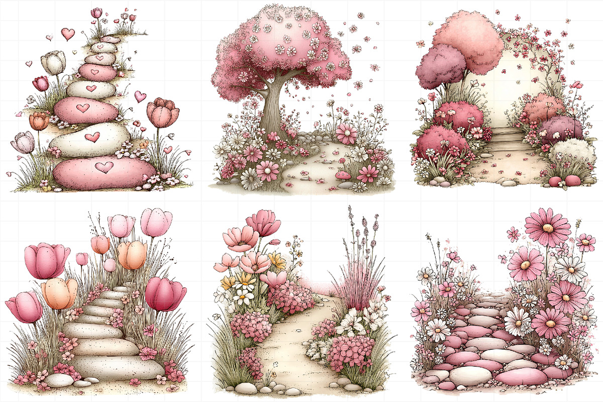 Spring Flowers Pathway Clipart, an Illustration by Daily.Designs (Photo 6 of 8)