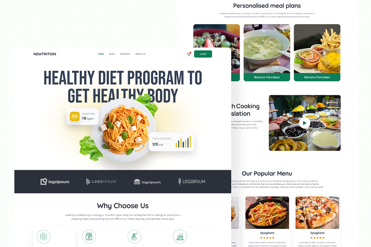 Nutrition Landing Page | Website, an UI Kit Template by IFN (Photo 2 of 4)