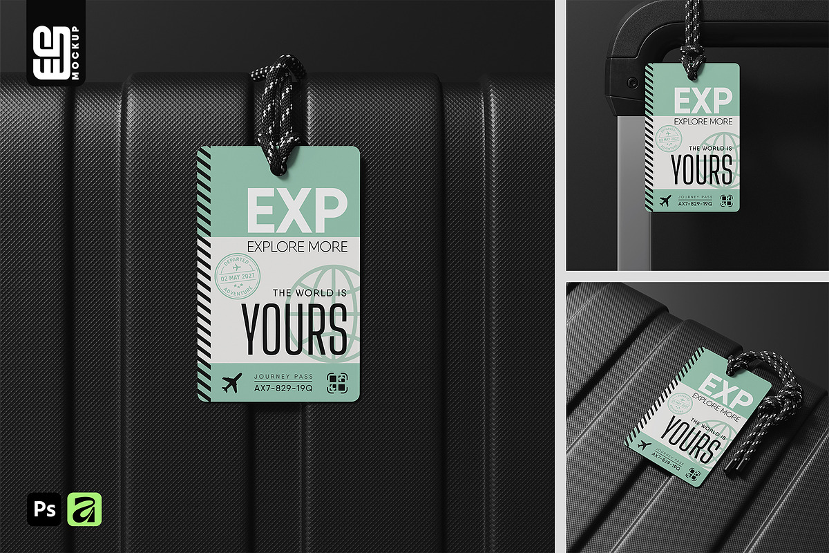 Luggage Tag with Rope Mockup, an Advertising Mockup by SD Mockup (Photo 1 of 4)