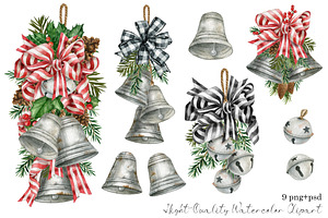 Christmas Silver Bell Clipart