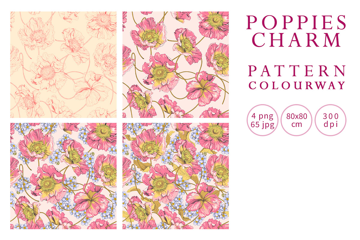 Pattern collection Poppies charm, a Pattern Graphic by Natalia0307 (Photo 2 of 15)