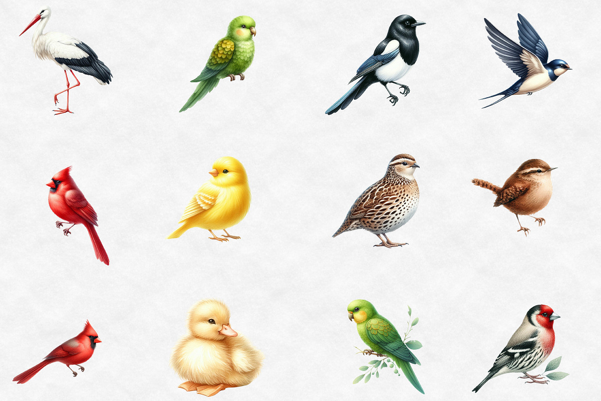 Watercolor Spring Birds Garden Clipa, an Illustration by Designworld (Photo 3 of 7)