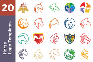 20 Logo Horse Templates Bundle