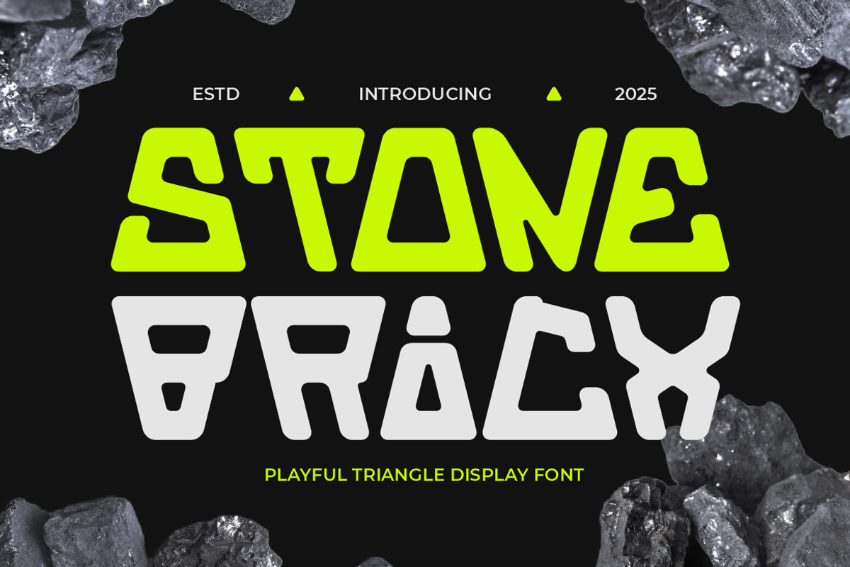 Stone Bricx Triangle Display Font, a Font by PutraCetol Studio (Photo 1 of 5)