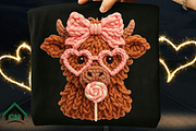 Yarn Highland Cow Coquette Valentine, an Illustration by Craft Nest (Thumbnail 7 of 7)