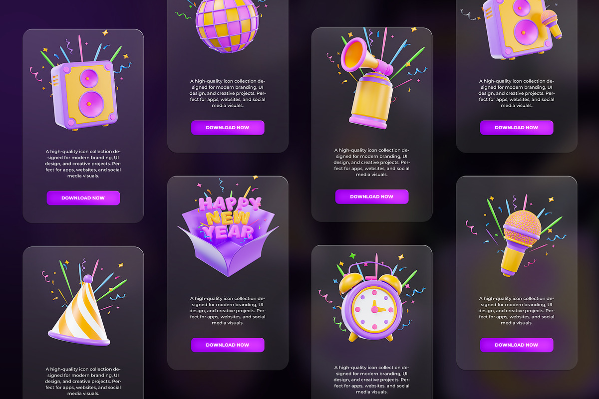 New Year 3D Icon Pack, an Object Graphic by Artnivora.Std (Photo 3 of 4)