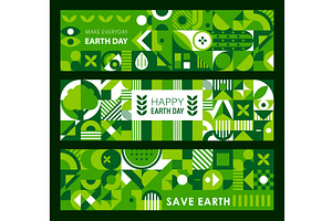 Earth day banners ecology shapes, a Seasonal Illustration by Buch&Bee