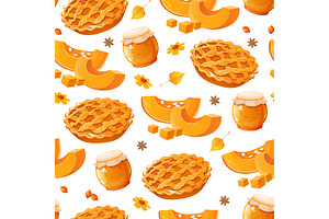 Autumn vector seamless pattern, a Pattern Graphic by Elen_Art