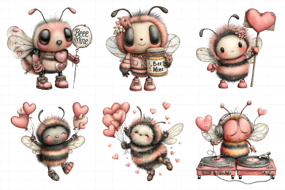 Quirky Funny Valentine Bee Clipart, an Illustration by Daily.Designs (Photo 5 of 5)