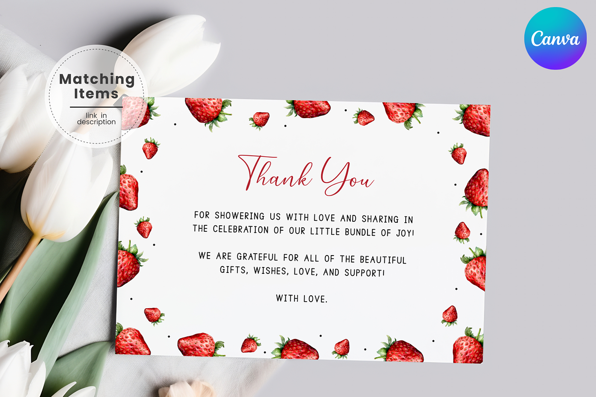 Berry Thank You Card for Baby Shower, an Invitation Template by Digital_Mind (Photo 1 of 5)