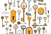Keys In Sketch Style, a Decorative Illustration by Mona Monash (Thumbnail 2 of 7)