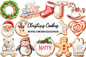 Christmas Cookies Clipart, an Illustration by Daily.Designs