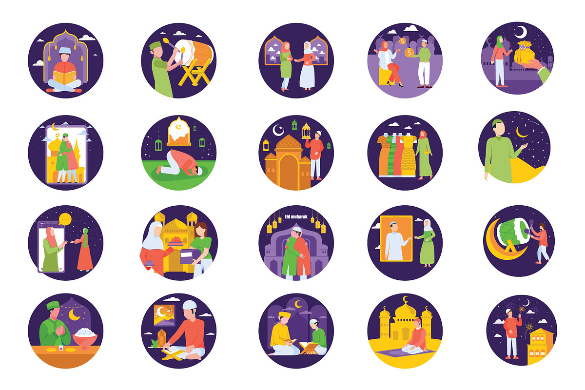 Eid Mubarak Vector Illustrations, a Person Illustration by Vector Portal (Photo 4 of 6)