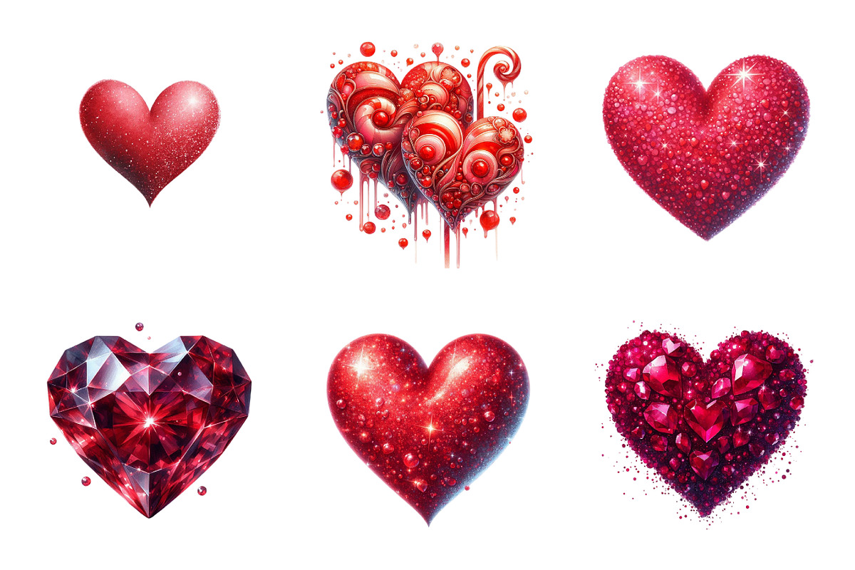 Glitter Heart Valentines Day Clip Ar, an Illustration by SinaCreation (Photo 3 of 11)