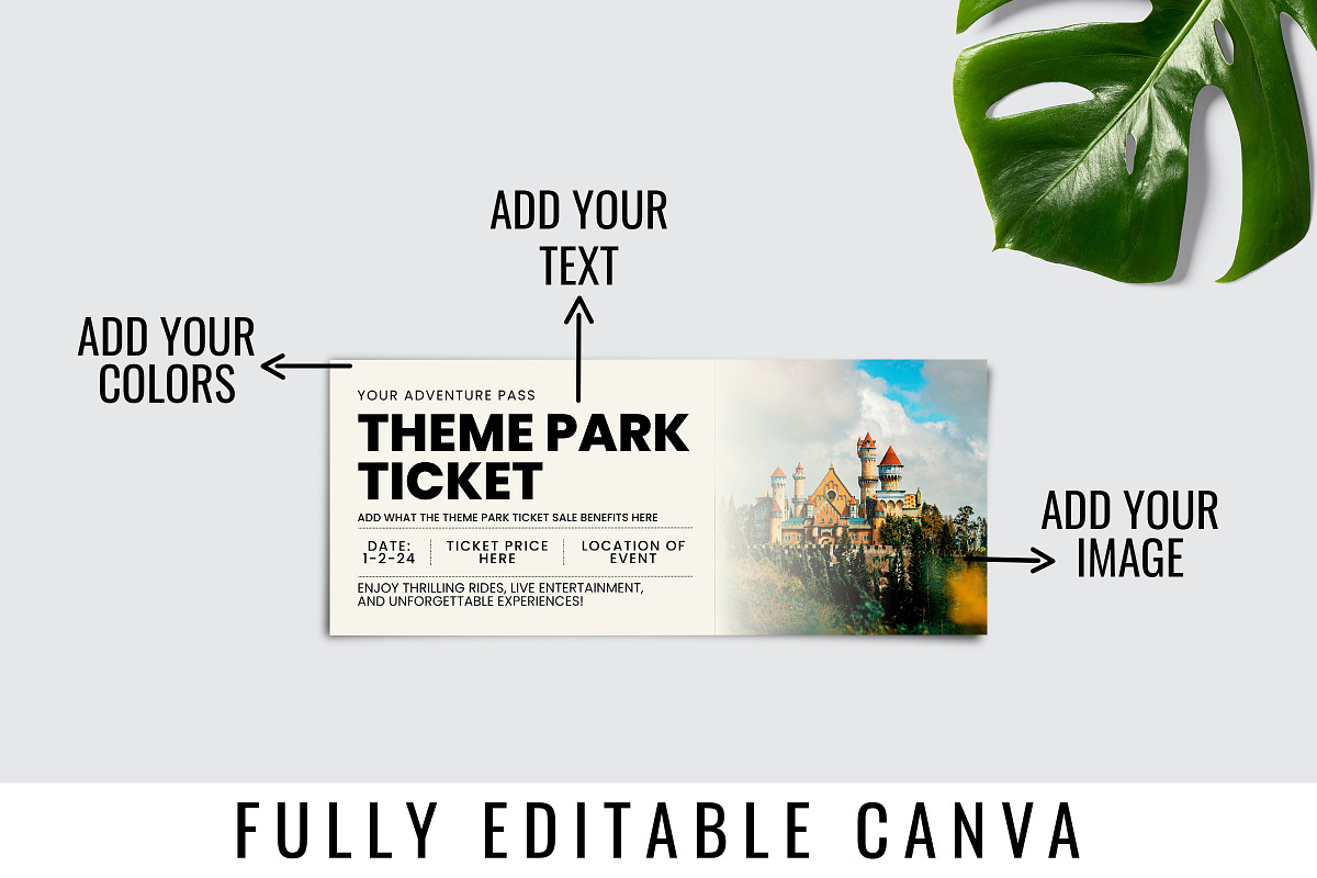 Theme Park Trip Ticket Template, a Card Template by Snapybiz (Photo 5 of 10)