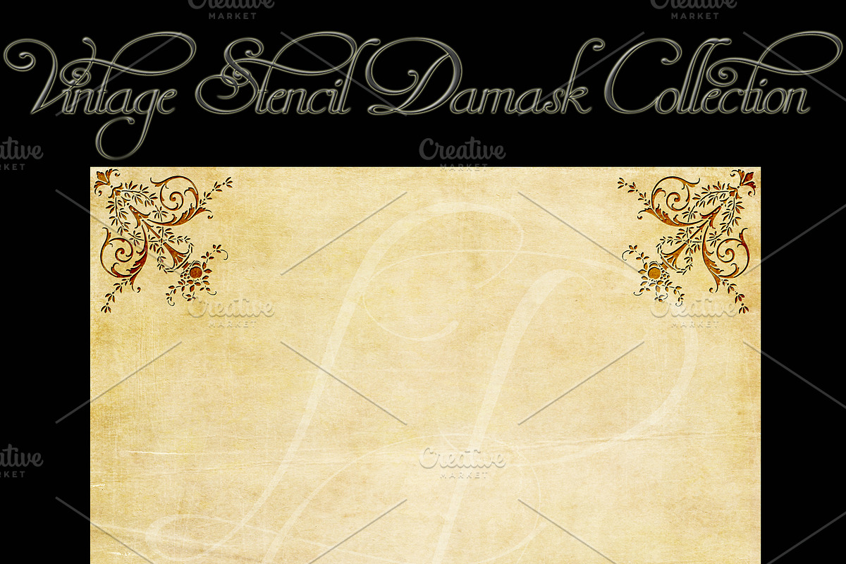Vintage Stencil Damask Digital Paper preview 4