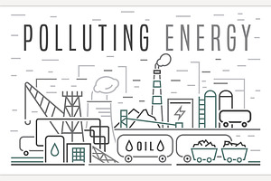 Non-renewable sources of energy., a Technology Illustration by Anna's Shop