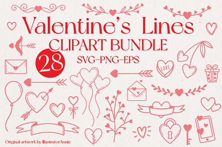 Valentine Line Art Bundle - Love SVG