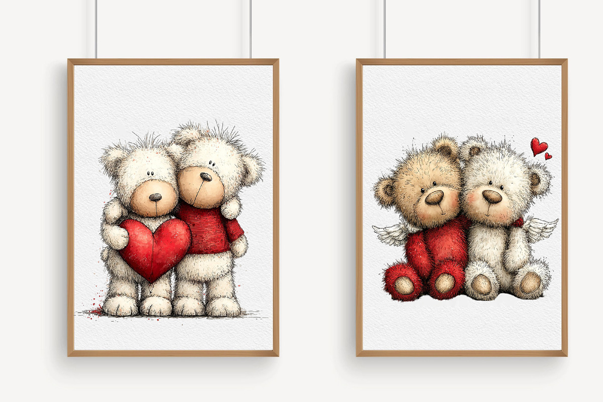 Cute Valentine Bears in Love PNG, an Illustration by Libby Wishes (Photo 6 of 7)