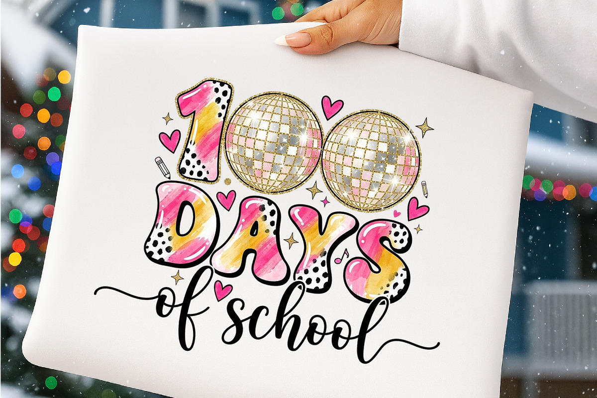 Preppy 100 Days of School PNG Bundle, a Transportation Illustration by SinaCreation (Photo 7 of 7)