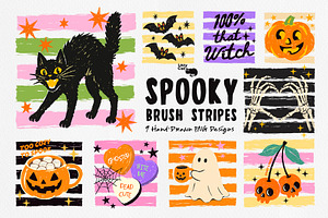 SPOOKY HALLOWEEN BRUSH STRIPES, an Object Graphic by Lazy Cat