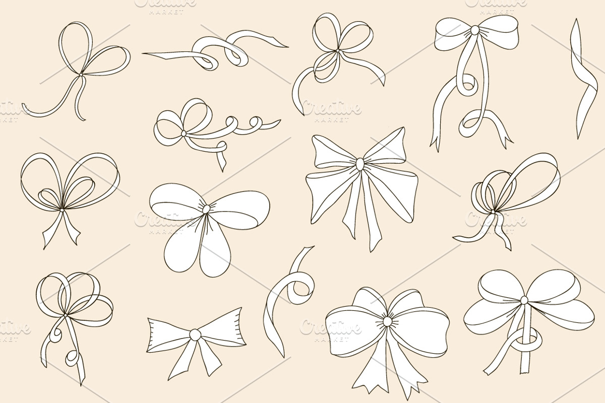 Big Hand-Drawn Bows Set., a Decorative Illustration by Svetlana Avv (Photo 5 of 8)