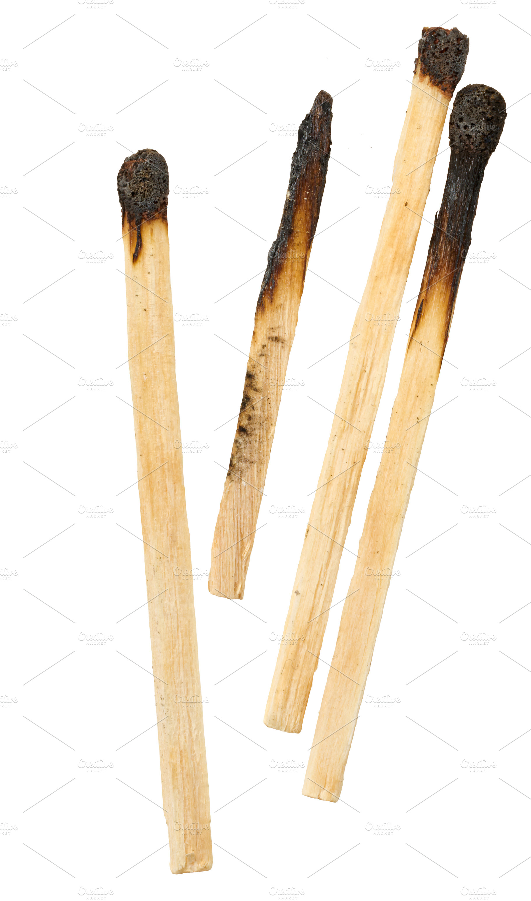 A group of wooden matches in varying states of charring, from co, an Abstract Photo by ndanko