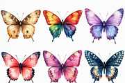 Watercolor Butterflies Clipart, an Illustration by Craft Nest (Thumbnail 2 of 6)