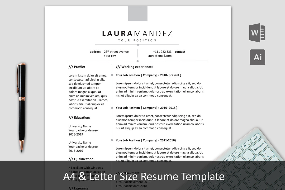 A4 & Letter Size Resume Template, a Resume Template by EN86-21 (Photo 1 of 6)