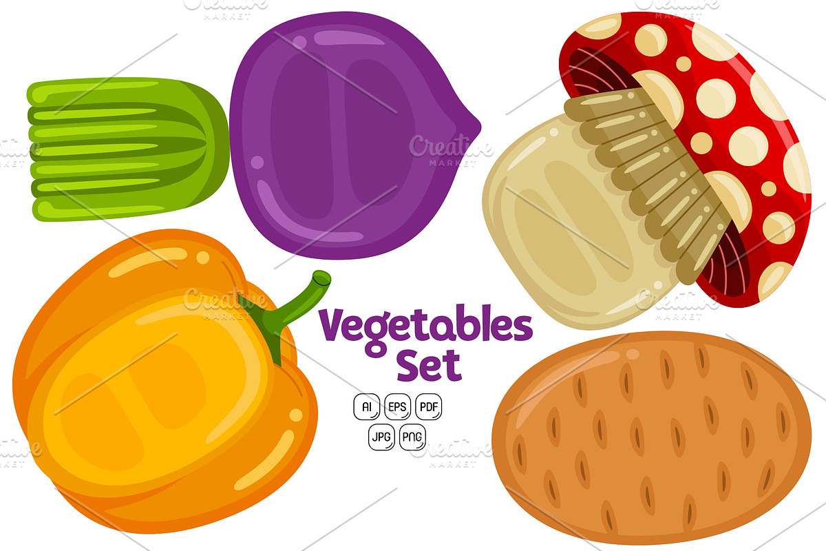 Vegetables Set Vector #05, an Object Graphic by MEDZ (Photo 1 of 3)