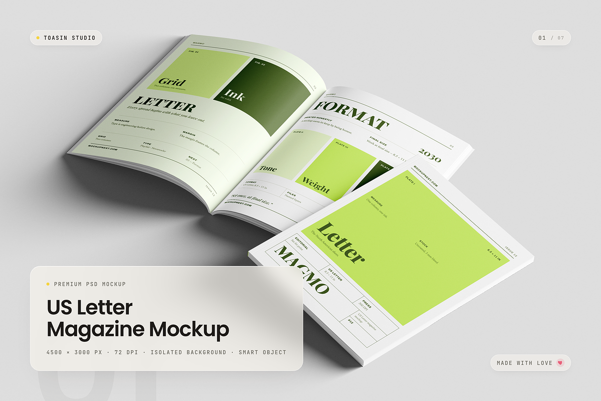 US Letter Magazine Mockup, a Books & Magazine Mockup by Toasin Studio (Photo 1 of 7)