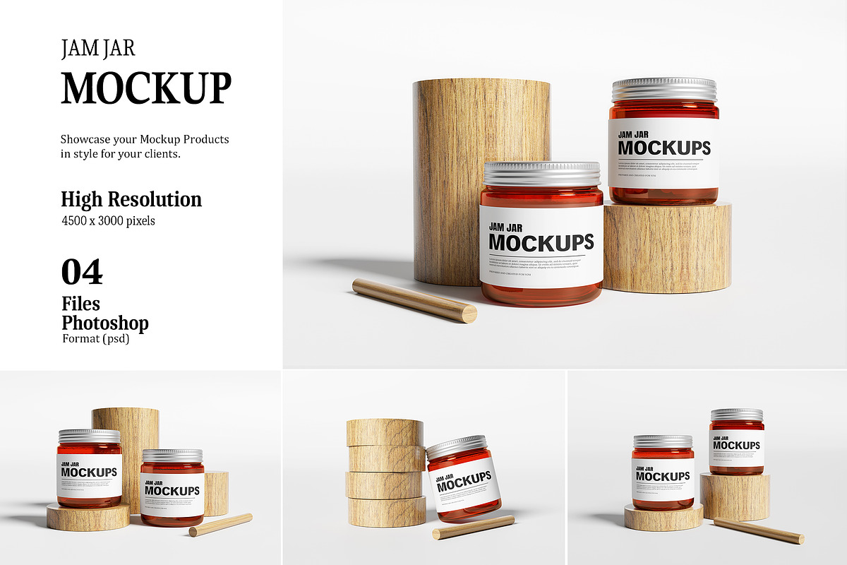 Jam Jar Mockup, a Packaging Mockup by AndikaGraphic (Photo 1 of 5)