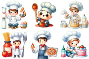 Cute Little Chef Clipart Cooking, an Illustration by Watercolor design (Thumbnail 4 of 4)