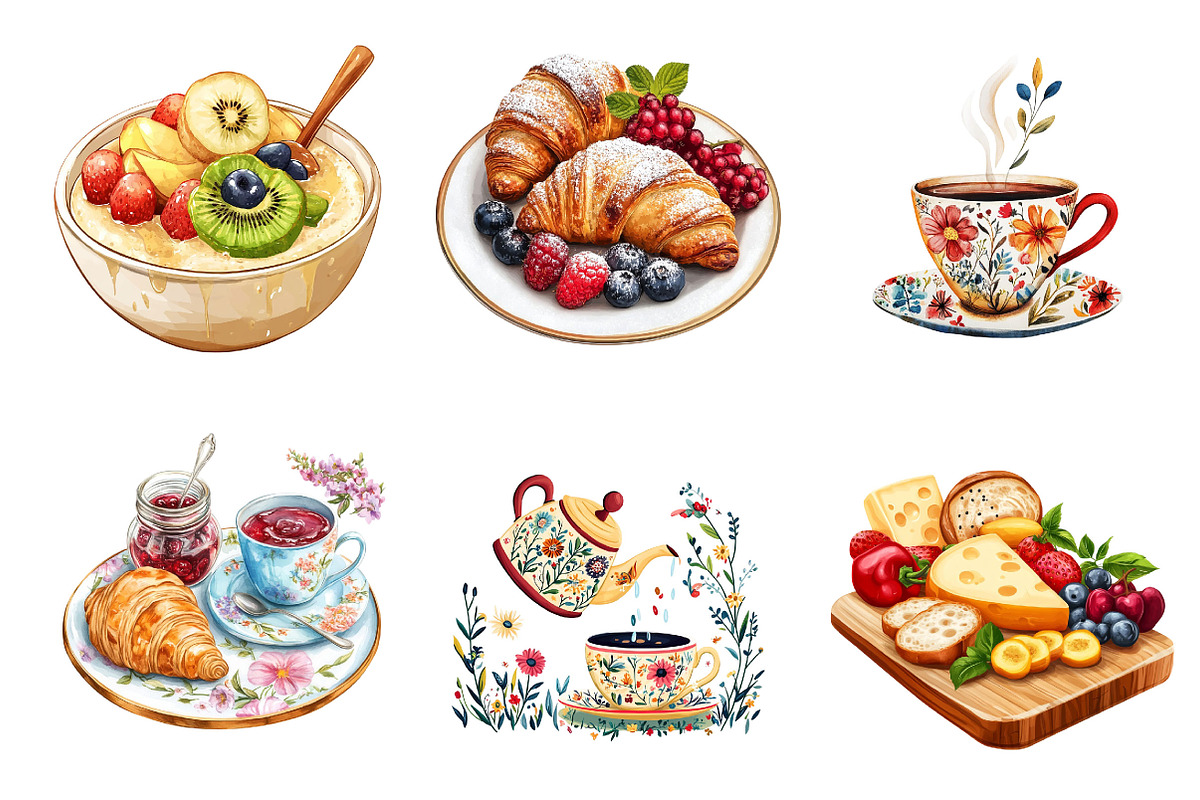 Cottagecore Breakfast Clipart Set, an Illustration by Designking (Photo 5 of 5)