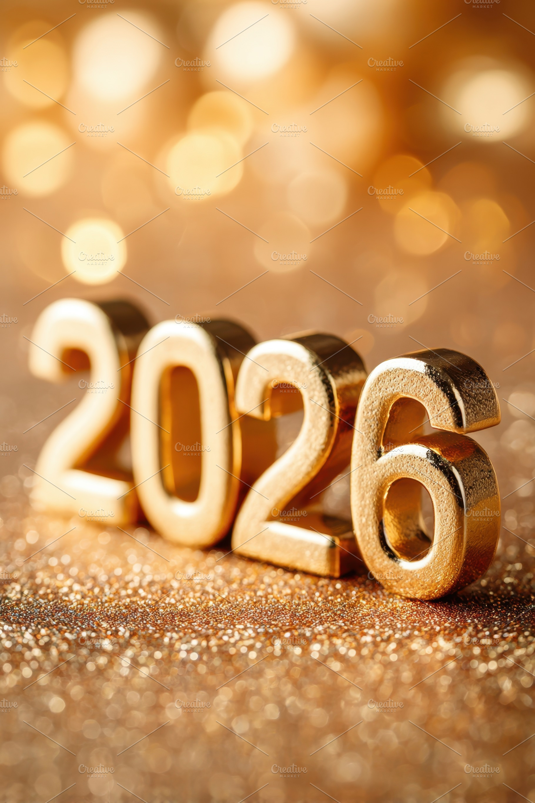 Golden numbers 2026 on sparkling background, a Holiday Photo by AlyaAnd