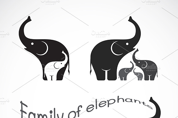Vector Of Family Elephants. Animal