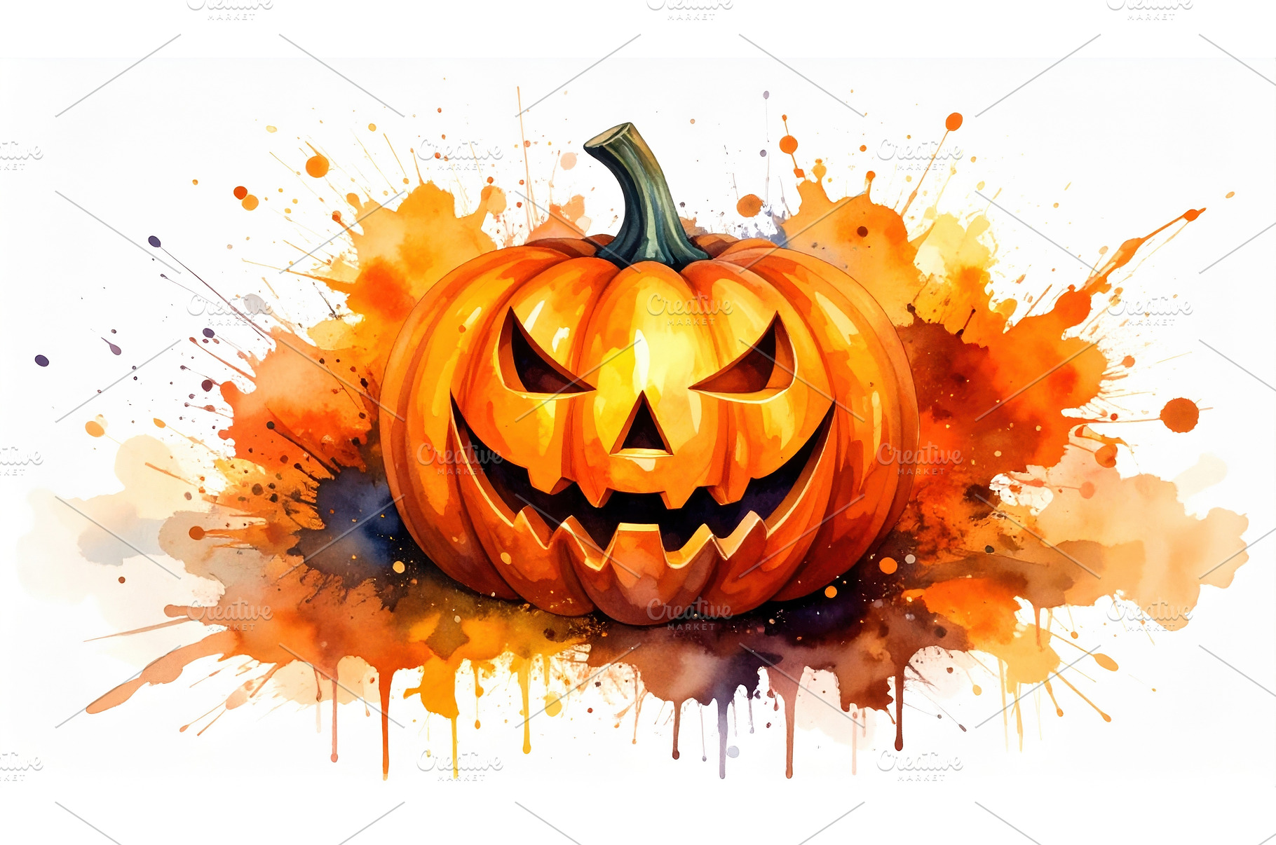 Halloween pumpkin with paint splash, a Holiday Photo by Igor Tichonow