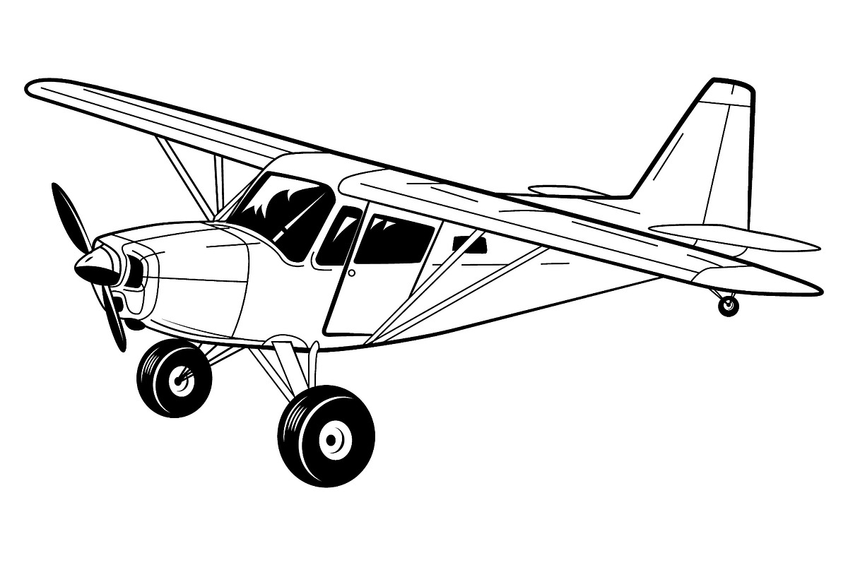Black and white Stoll bush plane, a Transportation Illustration by LogosDen (Photo 2 of 3)