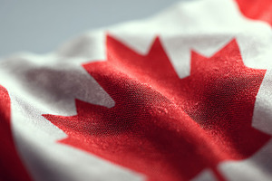 A close-up view of the Canadian flag, showcasing its vibrant red maple leaf aga, a Business Photo by ImageMir