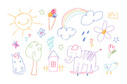 Kids doodle drawings, sketches set, an Object Illustration by Good Studio (Thumbnail 2 of 6)
