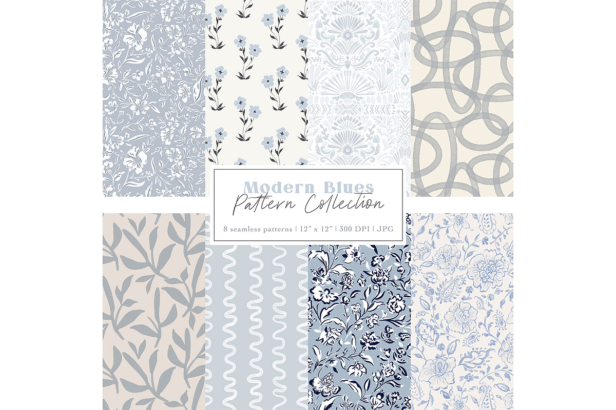 Modern Blues Pattern Collection, a Pattern Graphic by Mieken Petra Designs (Photo 1 of 4)