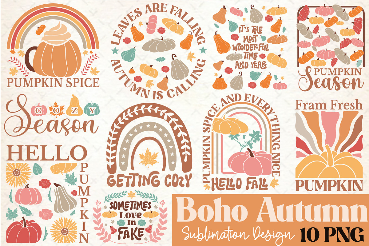 Boho Autumn Sublimation Design, an Illustration by Rose Art (Photo 1 of 5)