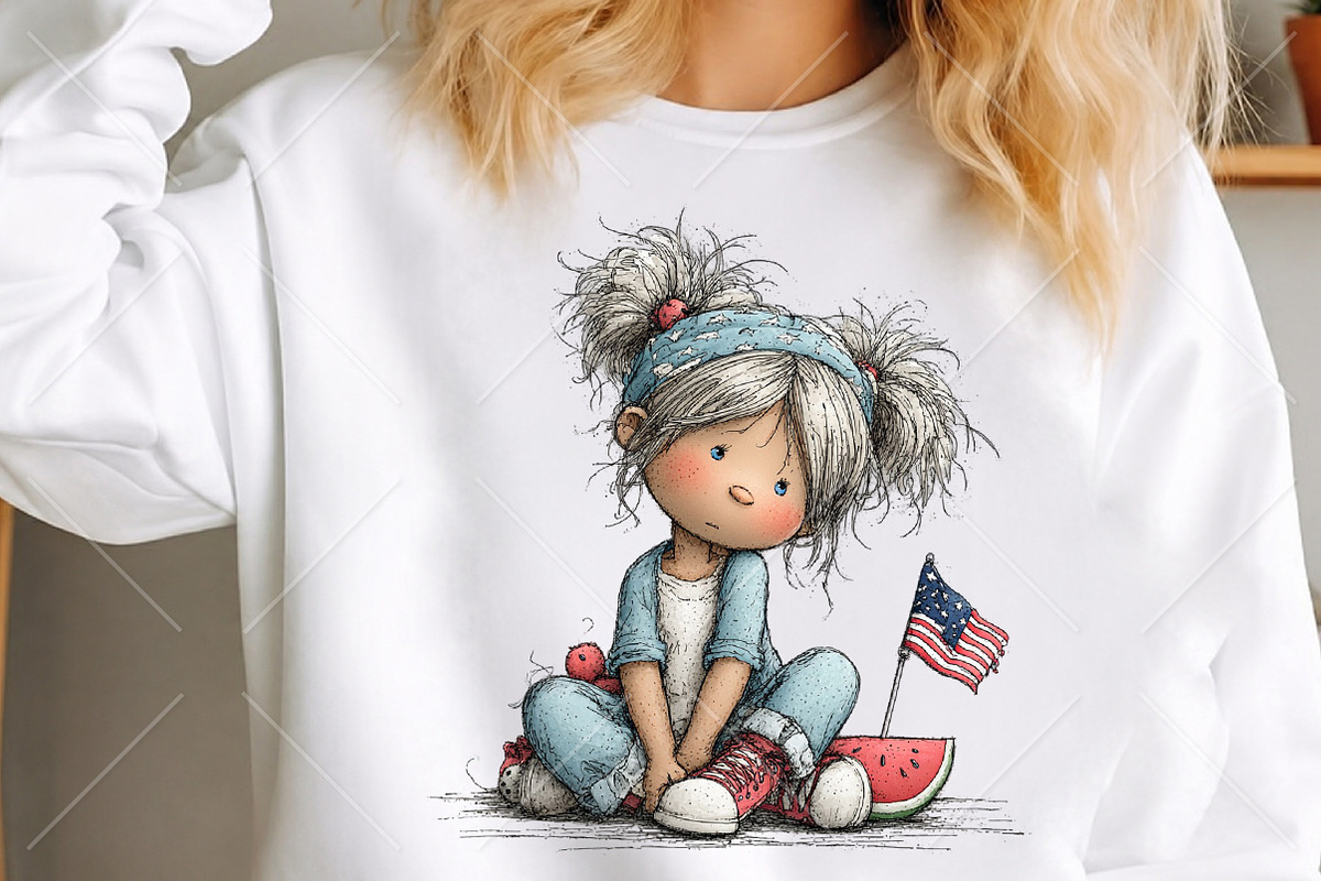 Whimsical 4th of July Girl Clipart, a Seasonal Illustration by Canvas Craft (Photo 5 of 10)