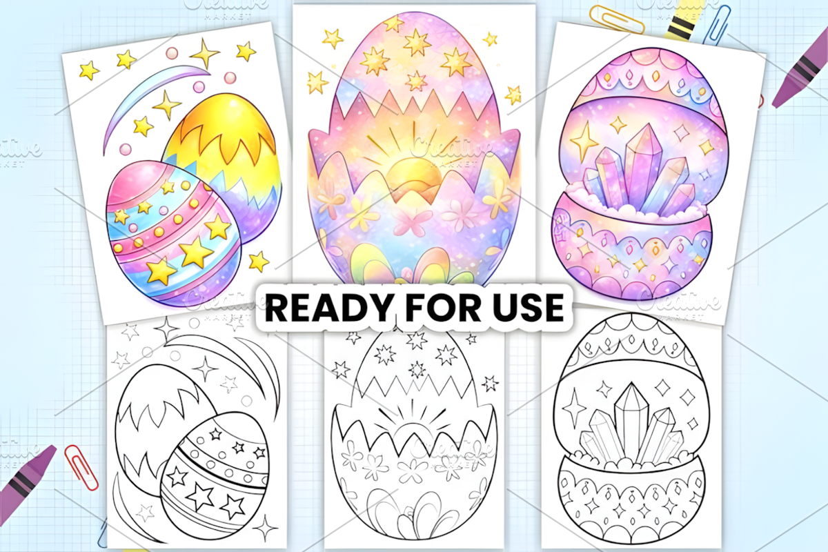 Easter Egg Magic Coloring Pages, a Seasonal Illustration by Design Station (Photo 2 of 3)