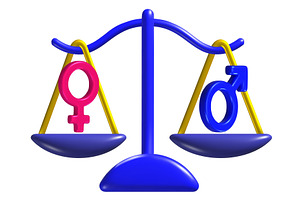 A scale balances pink female symbol, an Object Illustration by Woters little shop