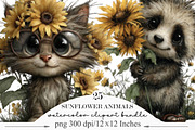 Summer Funny Sunflower Animals, an Animal Illustration by Designking (Thumbnail 1 of 5)