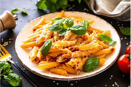 Italian pasta with tomato sauce, a Food & Drink Photo by Nadia-nb