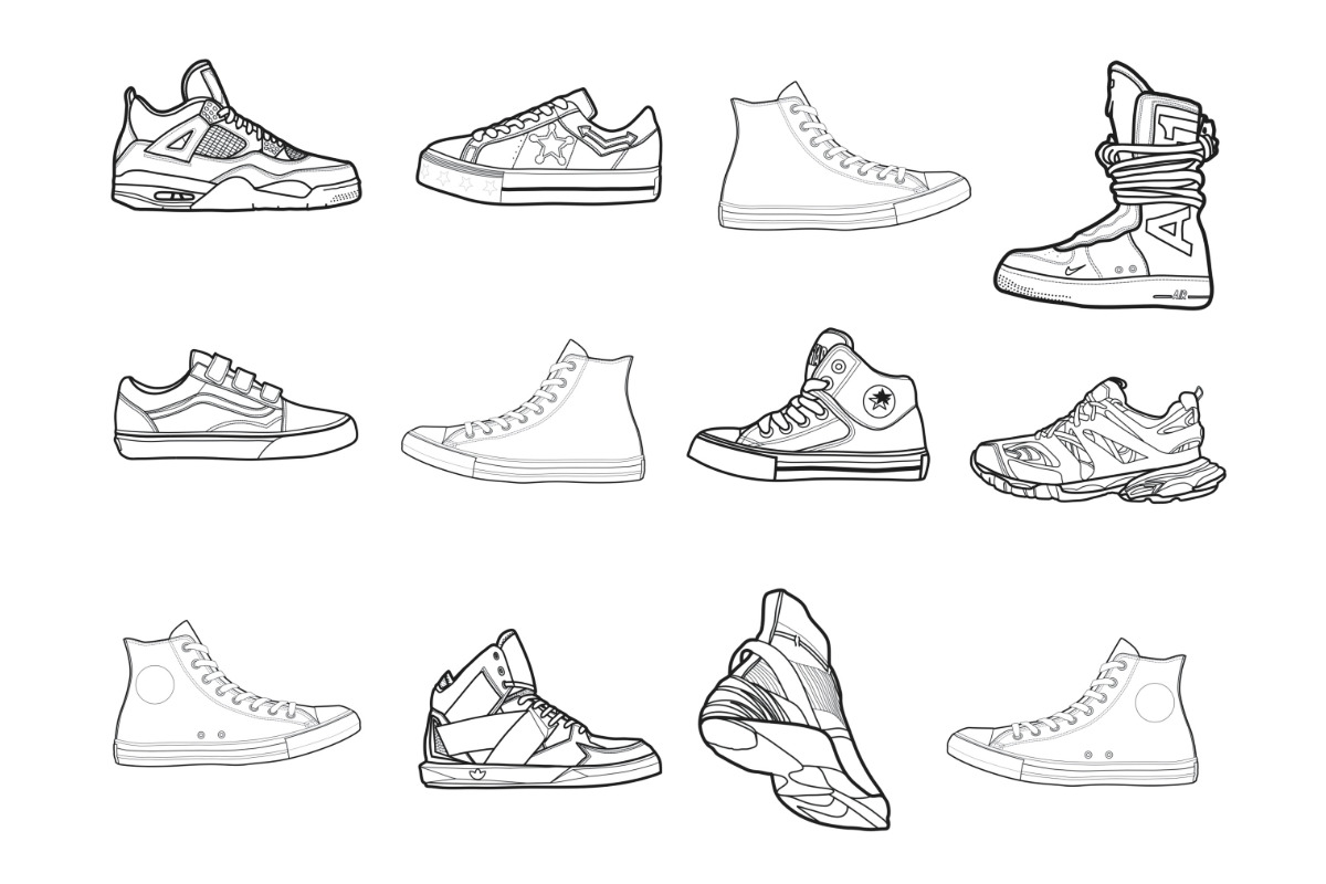Sneaker Trainer Shoe Set 1 Procreate, a Brush Add-On by Disasterology Ink