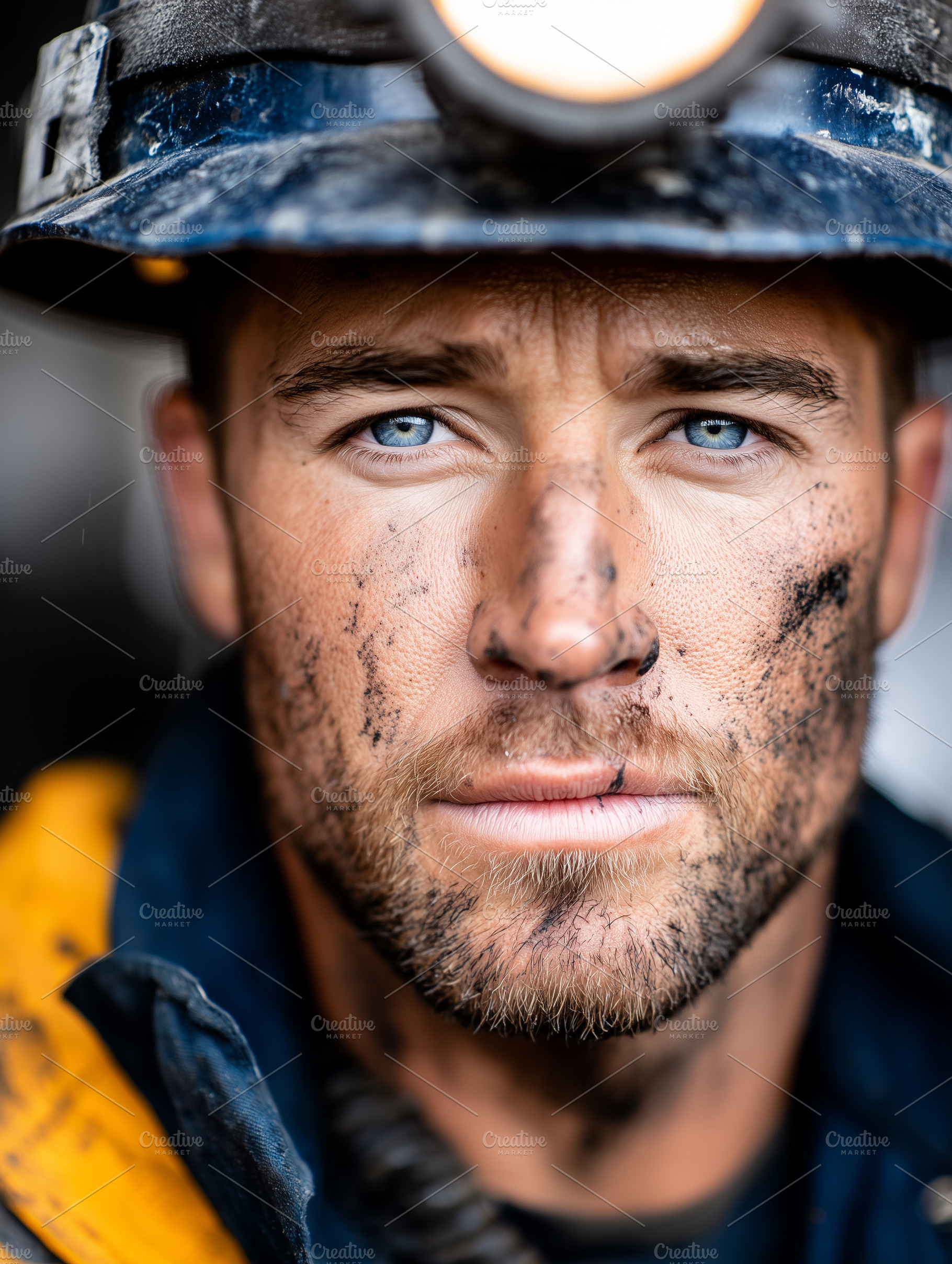 Portrait of a coal miner with helmet, an Industrial Photo by MistyDay