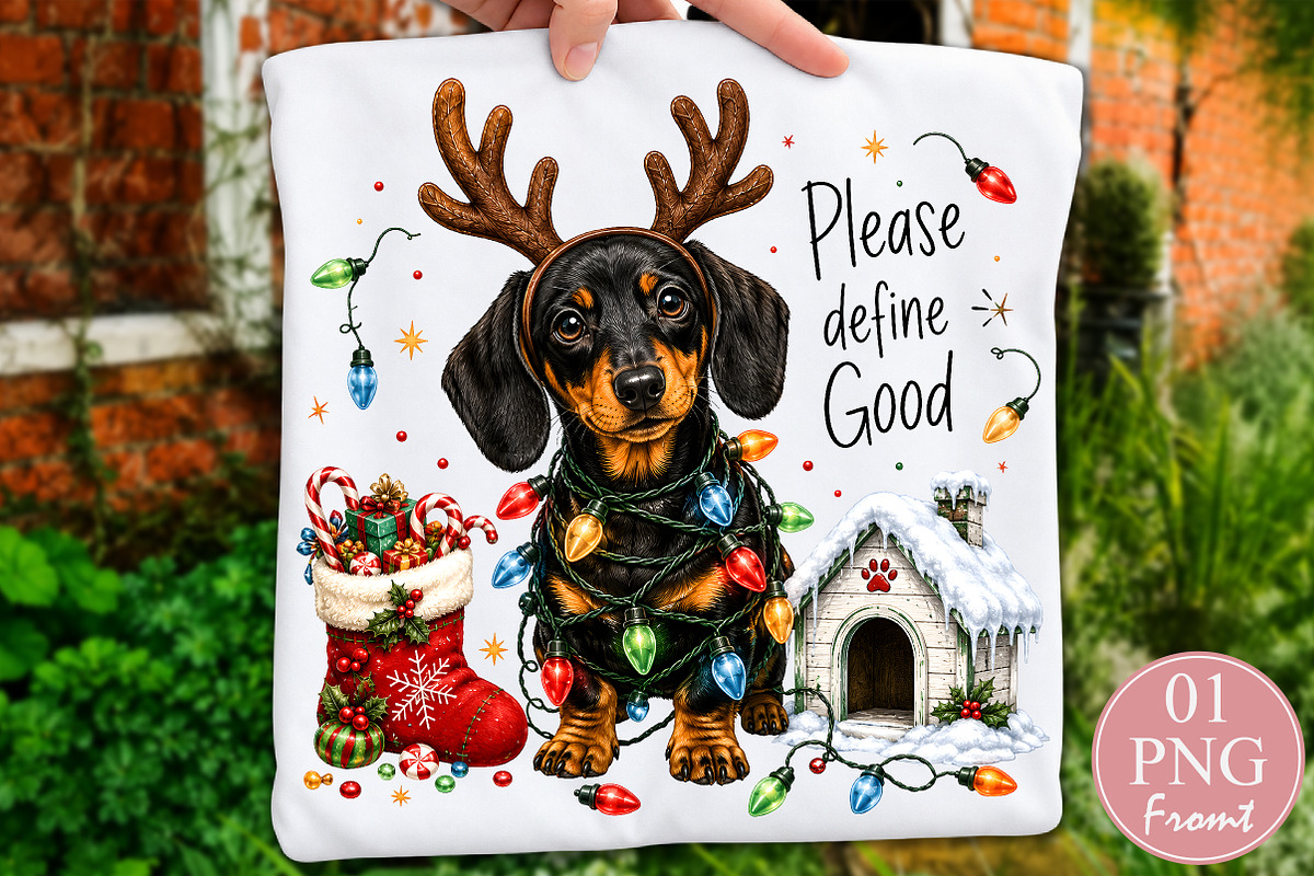 Funny Christmas Dachshund PNG, a Seasonal Illustration by Rose Art (Photo 1 of 4)